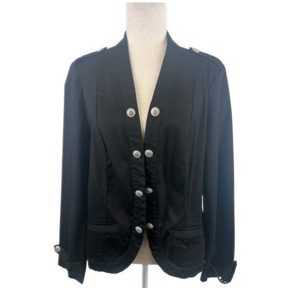 Chico's Women's Black Military Style Blazer‎ Jacket Chico's Size 2 Regular 12